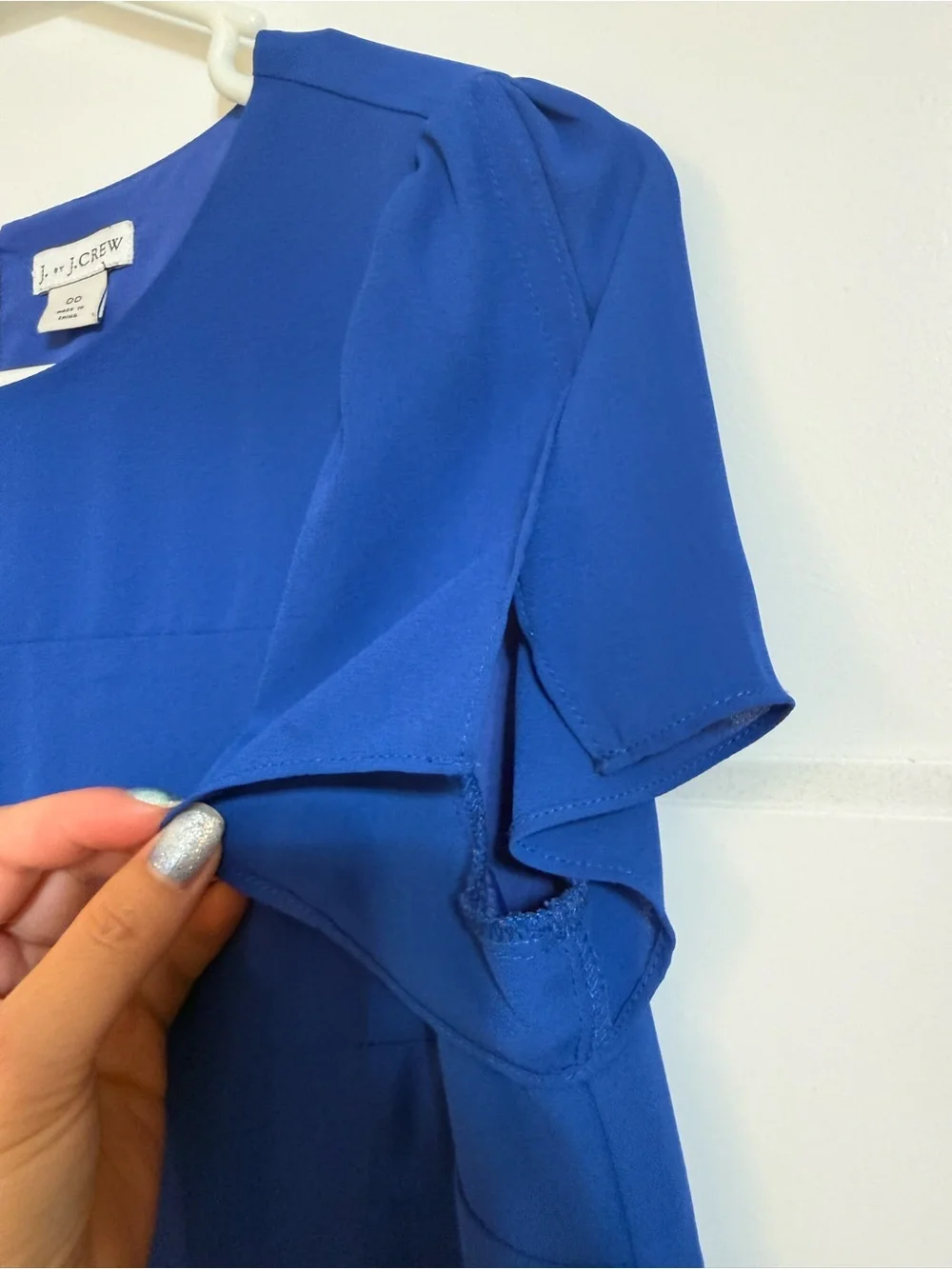 J. Crew Royal Blue Flutter Sleeve Blouse